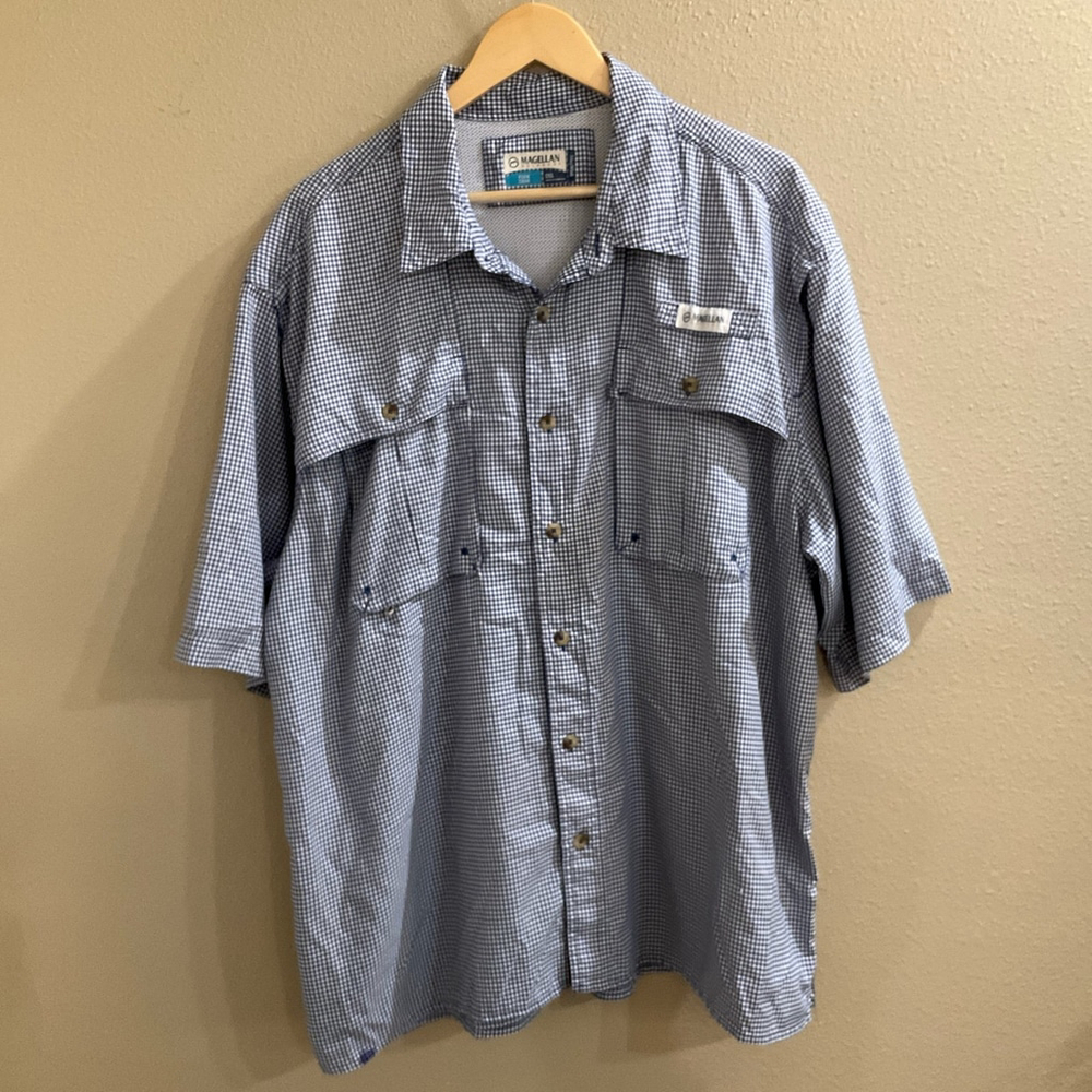 Magellan Men’s Fishing Outdoor Shirt Navy White 2XL